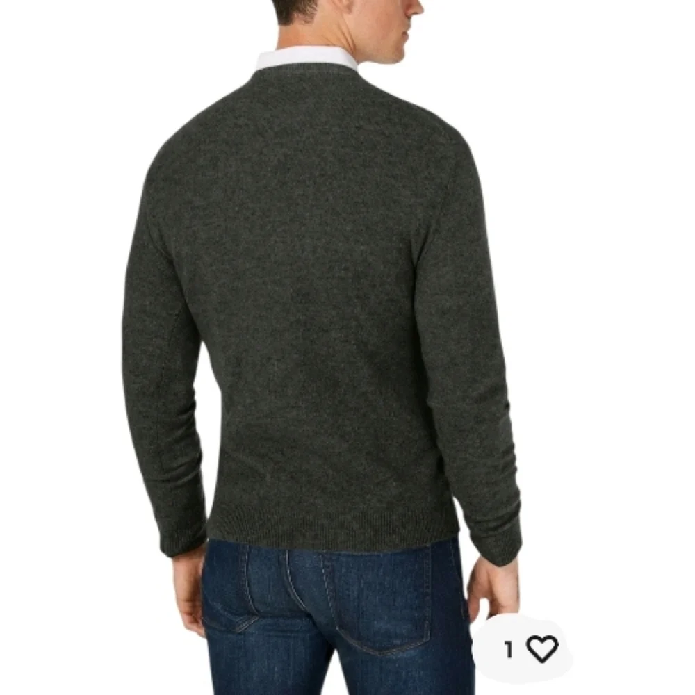 Men's Club Room Cashmere Charcoal V-Neck  Sweater